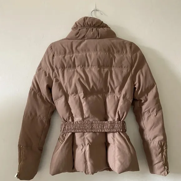 ZARA Beige Camel Down Belted Puffer Jacket/Coat - Size L - Picture 2 of 8